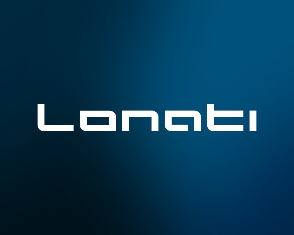 Logo Lonati bianco su fondo blu