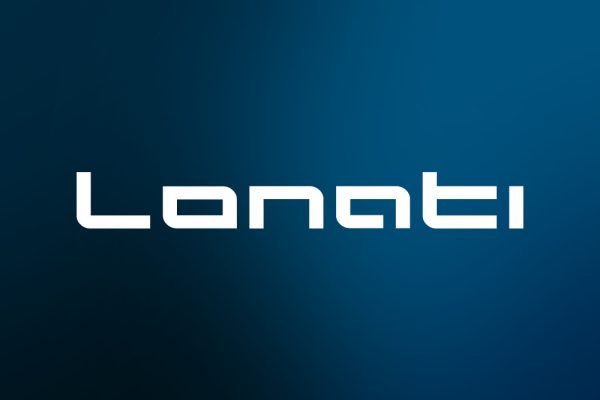 Logo Lonati bianco su fondo blu